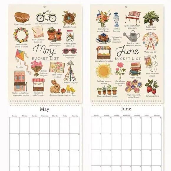 abigail&bleu Bucket List Calendar Large Double Spiral Wire-Binding Wall Calendar - Picture 3 of 7